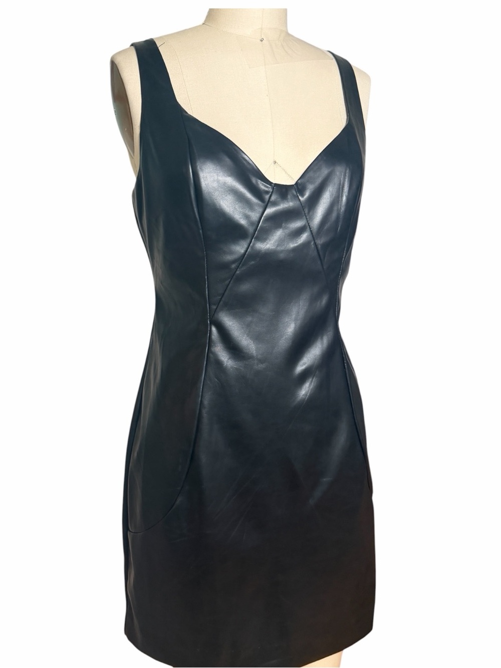 Endless Rose Black Faux Leather Sheath Dress Women’s L NWT